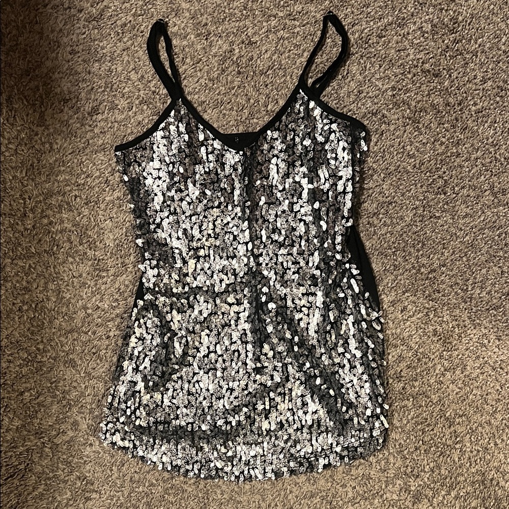 BKE Black and Silver Sequin Camisole